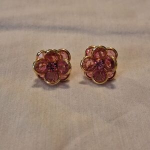 Pink Floral Swarovski Crystal Earrings